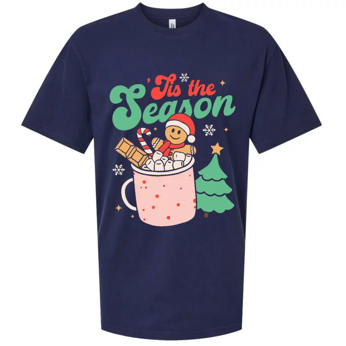 Tis The Season Christmas Hot Cocoa Gingerbread Cookie Pajama Sueded Cloud Jersey T-Shirt