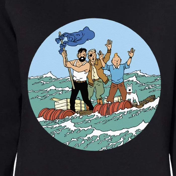 Tin Tin Sea Adventure With Captain Haddock Womens California Wash Sweatshirt