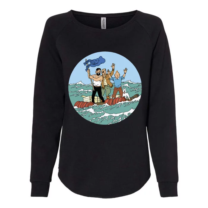 Tin Tin Sea Adventure With Captain Haddock Womens California Wash Sweatshirt