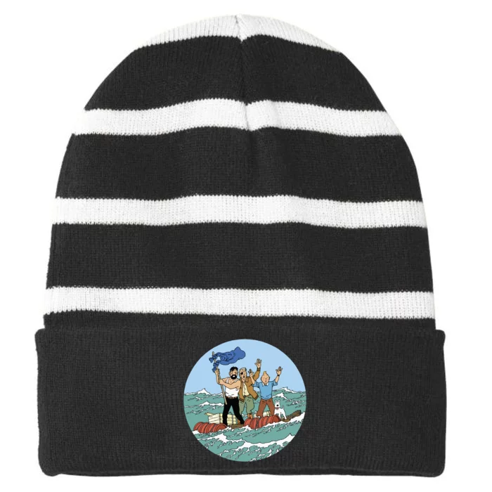 Tin Tin Sea Adventure With Captain Haddock Striped Beanie with Solid Band