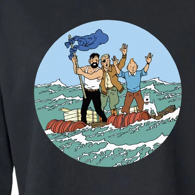 Tin Tin Sea Adventure With Captain Haddock Cropped Pullover Crew