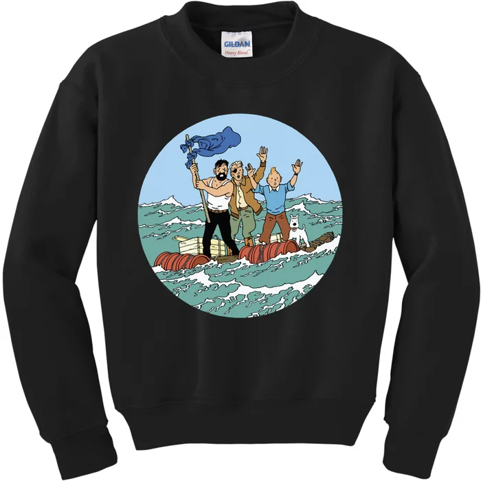 Tin Tin Sea Adventure With Captain Haddock Kids Sweatshirt