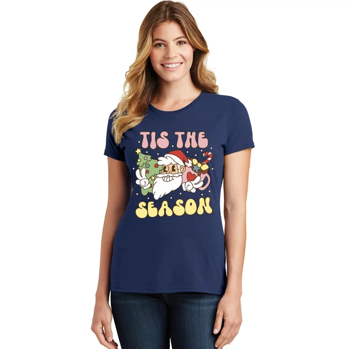 Tis The Season Groovy Christmas Santa Retro 70s 80s Women's T-Shirt