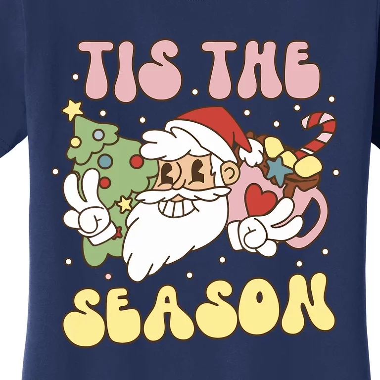 Tis The Season Groovy Christmas Santa Retro 70s 80s Women's T-Shirt