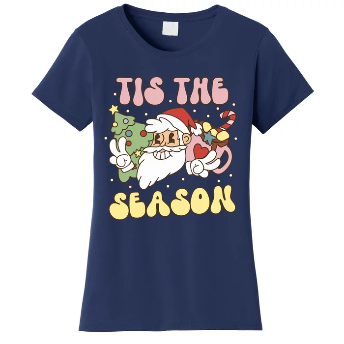 Tis The Season Groovy Christmas Santa Retro 70s 80s Women's T-Shirt