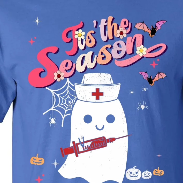 Tis' The Season Pumpkin Boo 60s 70s Hippie Halloween Costume Funny Gift Tall T-Shirt