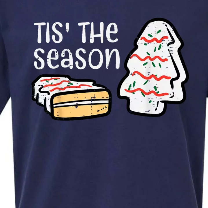 Tis The Season Christmas Tree Cake Xmas Sueded Cloud Jersey T-Shirt