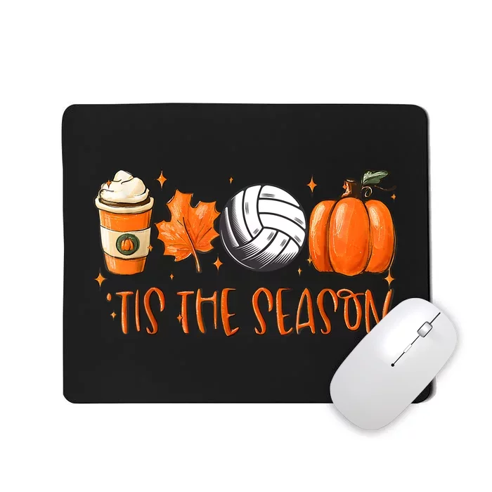 Tis The Season Pumpkin Leaf Latte Fall Volleyball Mousepad