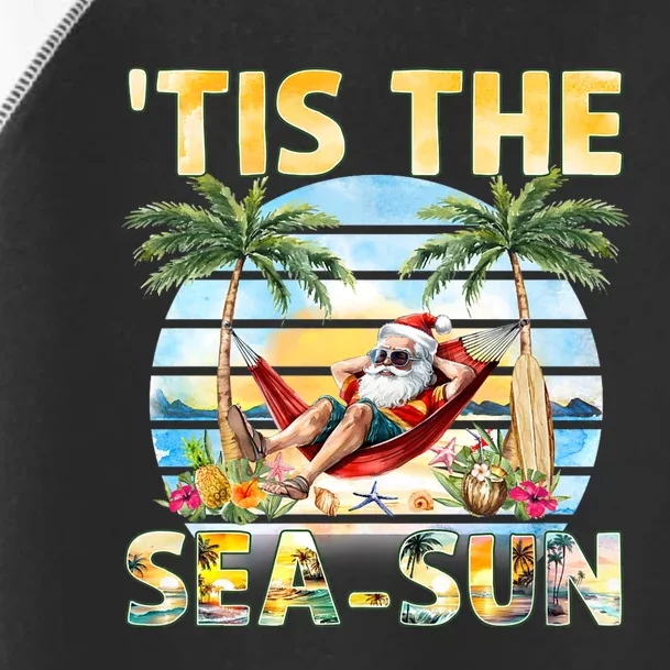 Tis The Sea Sun Christmas In July Santa Beach Summer Toddler Fine Jersey T-Shirt