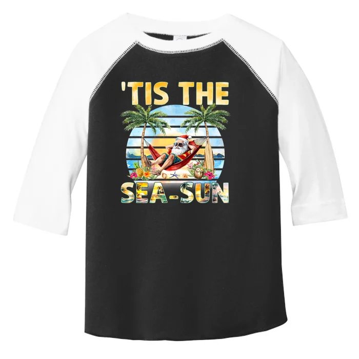 Tis The Sea Sun Christmas In July Santa Beach Summer Toddler Fine Jersey T-Shirt