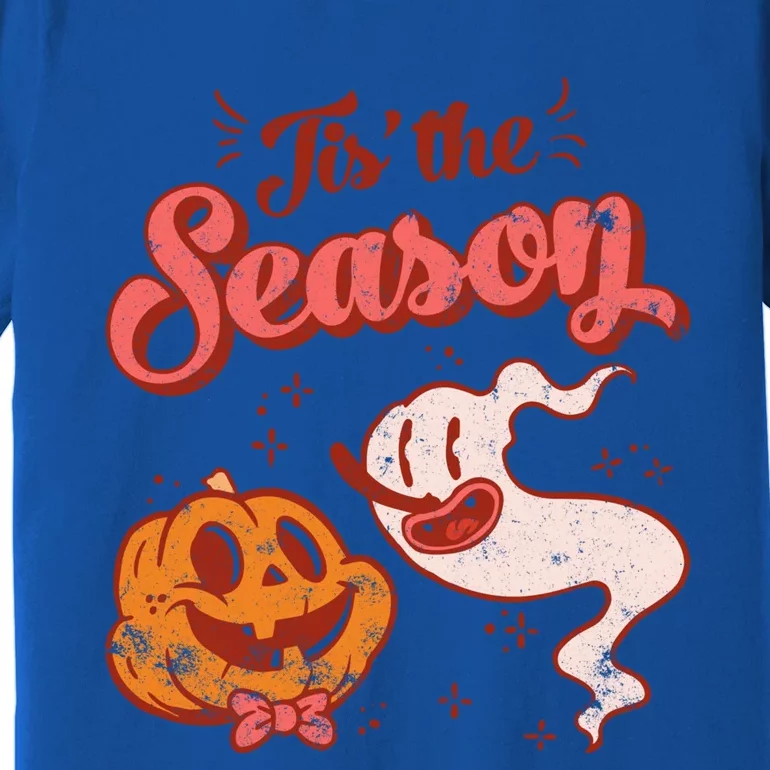 Tis' The Season Pumpkin Ghost Retro Halloween Costume Party Gift Premium T-Shirt