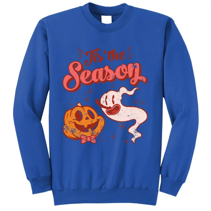 Tis' The Season Pumpkin Ghost Retro Halloween Costume Party Gift Tall Sweatshirt