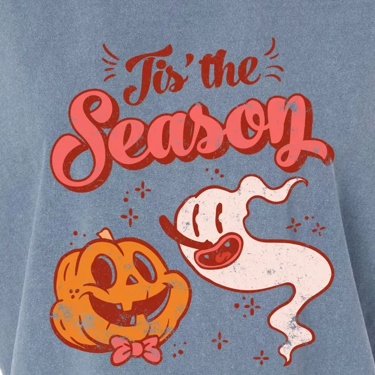 Tis' The Season Pumpkin Ghost Retro Halloween Costume Party Gift Garment-Dyed Women's Muscle Tee