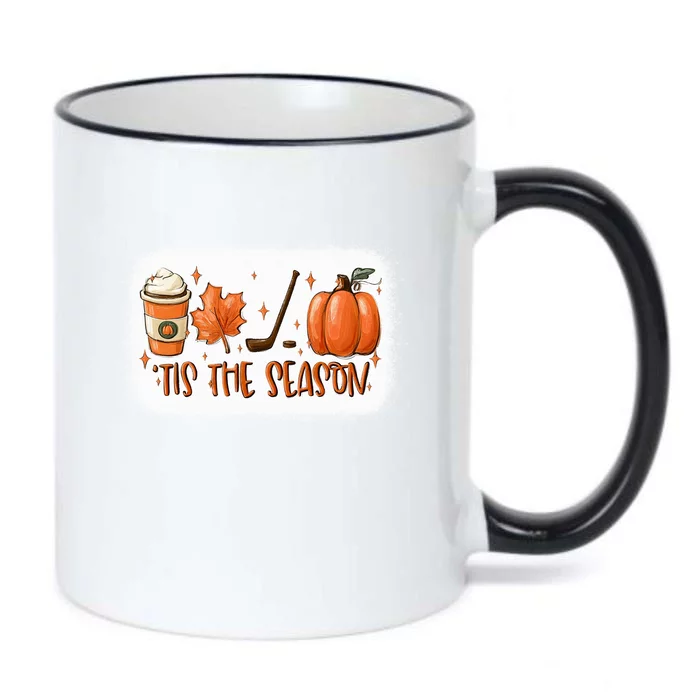 Tis The Season Hockey Latte Leaves Hello Pumpkin Fall Gift Black Color Changing Mug