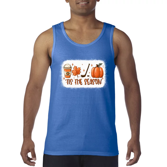 Tis The Season Hockey Latte Leaves Hello Pumpkin Fall Gift Tank Top