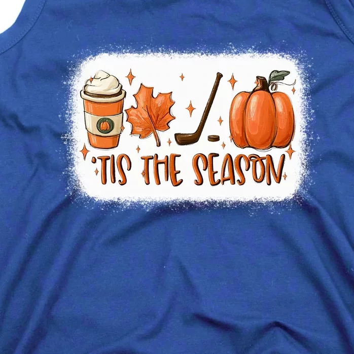 Tis The Season Hockey Latte Leaves Hello Pumpkin Fall Gift Tank Top