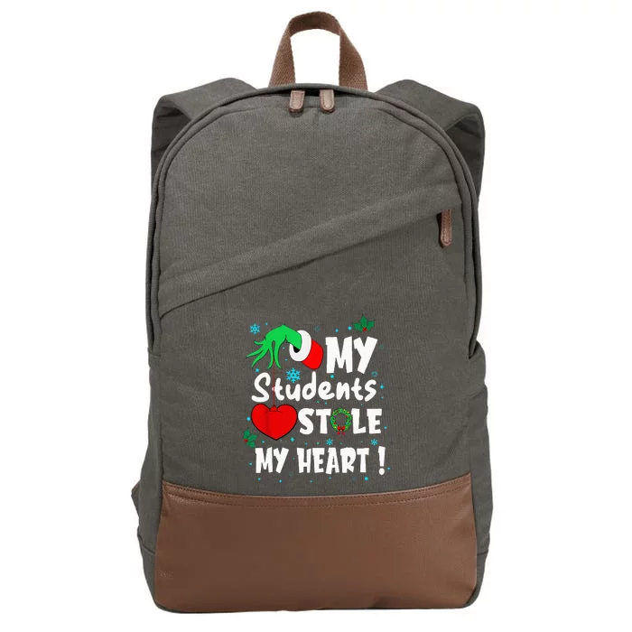 Tis The Season Christmas Funny My Students Stole My Heart Cotton Canvas Backpack