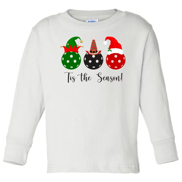 Tis The Season Pickleball Christmas Festive Toddler Long Sleeve Shirt