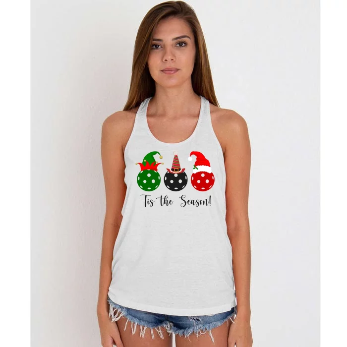 Tis The Season Pickleball Christmas Festive Women's Knotted Racerback Tank