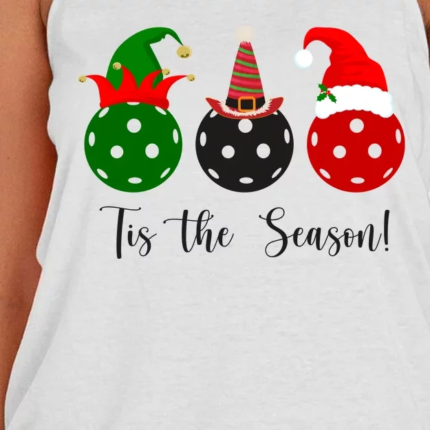 Tis The Season Pickleball Christmas Festive Women's Knotted Racerback Tank