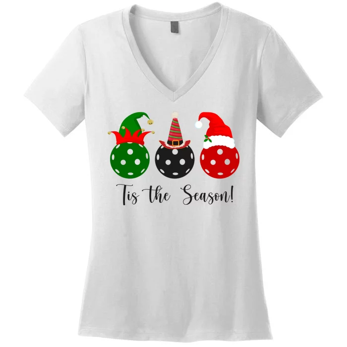 Tis The Season Pickleball Christmas Festive Women's V-Neck T-Shirt