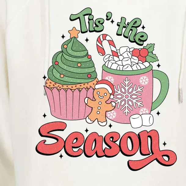 Tis The Season Cozy Christmas Holiday Womens Funnel Neck Pullover Hood