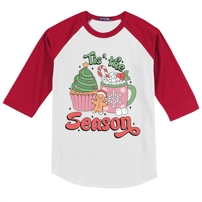 Tis The Season Cozy Christmas Holiday Kids Colorblock Raglan Jersey