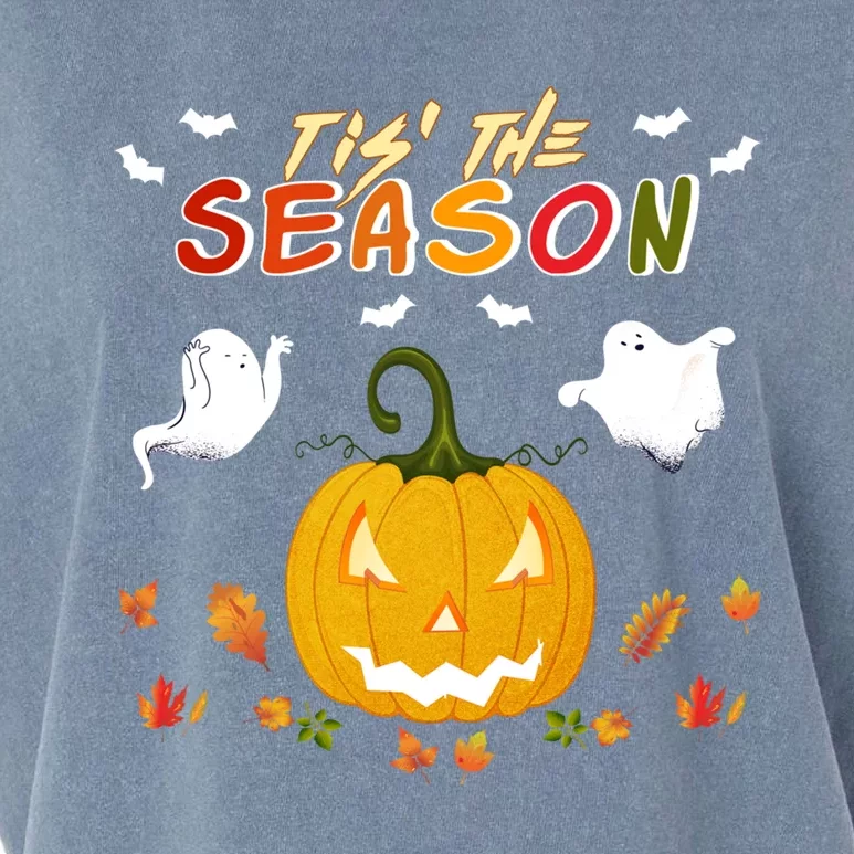 Tis' The Season Pumpkin Spooky Retro Halloween Fall Party Gift Garment-Dyed Women's Muscle Tee