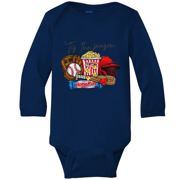 Tis The Season Baseball Team Lover Baby Long Sleeve Bodysuit