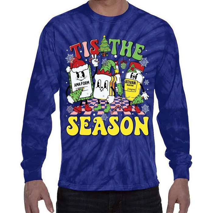 Tis The Season Christmas Pacu Er Icu Critical Care Nurse Tie-Dye Long Sleeve Shirt