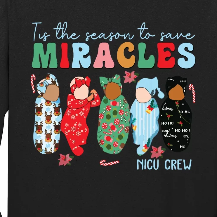 Tis The Season To Save Miracles Nicu Crew Nurse Christmas Long Sleeve Shirt