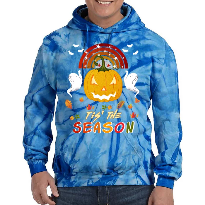 Tis' The Season Pumpkin Spooky Retro Halloween Fall Party Funny Gift Tie Dye Hoodie