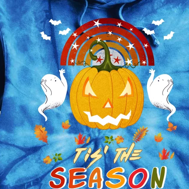 Tis' The Season Pumpkin Spooky Retro Halloween Fall Party Funny Gift Tie Dye Hoodie