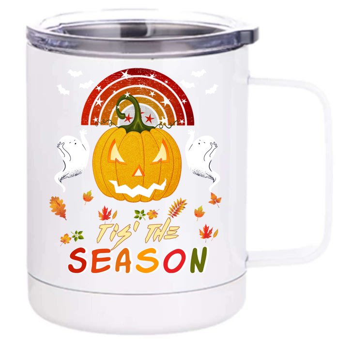 Tis' The Season Pumpkin Spooky Retro Halloween Fall Party Funny Gift Front & Back 12oz Stainless Steel Tumbler Cup