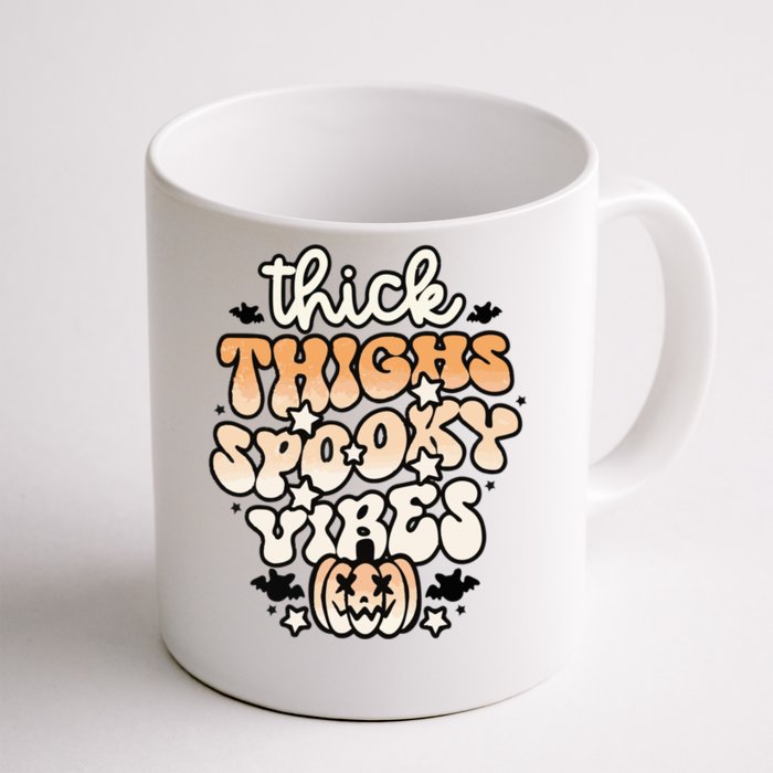 Thick Thighs Spooky Vibes Funny Halloween Gift Front & Back Coffee Mug