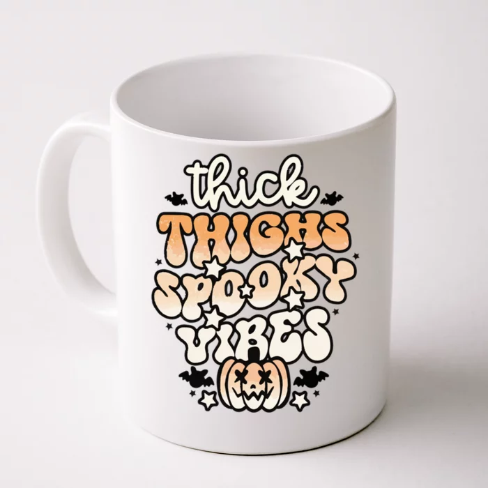 Thick Thighs Spooky Vibes Funny Halloween Gift Front & Back Coffee Mug