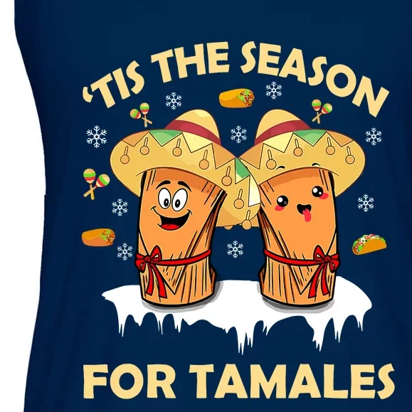 Tis The Season For Tamales Latina Christmas Mexican Funny Ladies Essential Flowy Tank