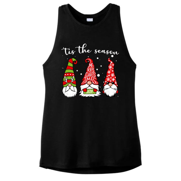 Tis The Season Gnome Christmas Holiday Ladies Tri-Blend Wicking Tank