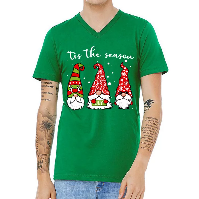 Tis The Season Gnome Christmas Holiday V-Neck T-Shirt