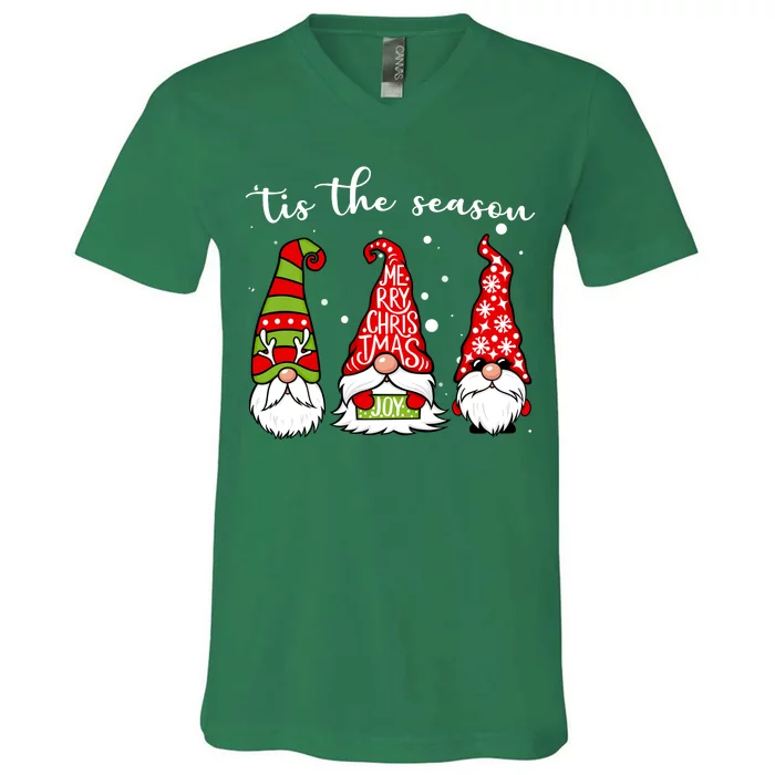 Tis The Season Gnome Christmas Holiday V-Neck T-Shirt