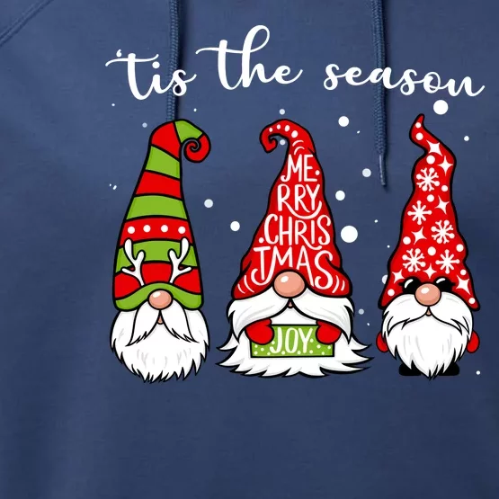 Tis The Season Gnome Christmas Holiday Performance Fleece Hoodie