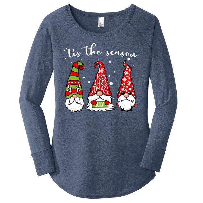 Tis The Season Gnome Christmas Holiday Women's Perfect Tri Tunic Long Sleeve Shirt