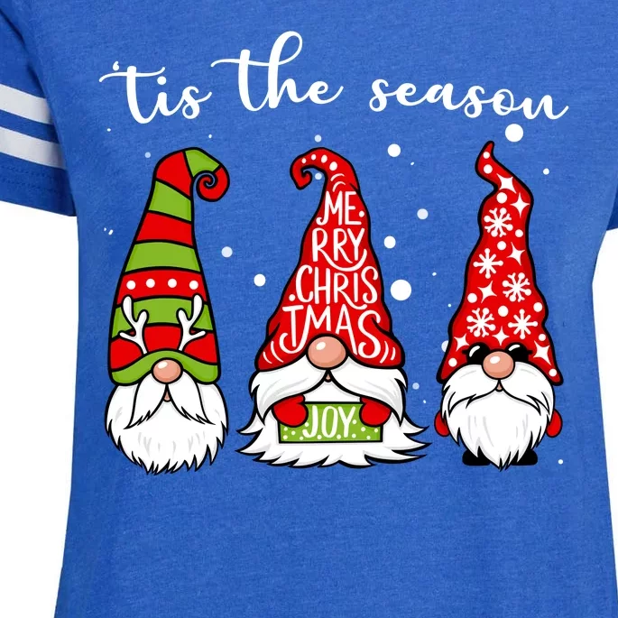 Tis The Season Gnome Christmas Holiday Enza Ladies Jersey Football T-Shirt