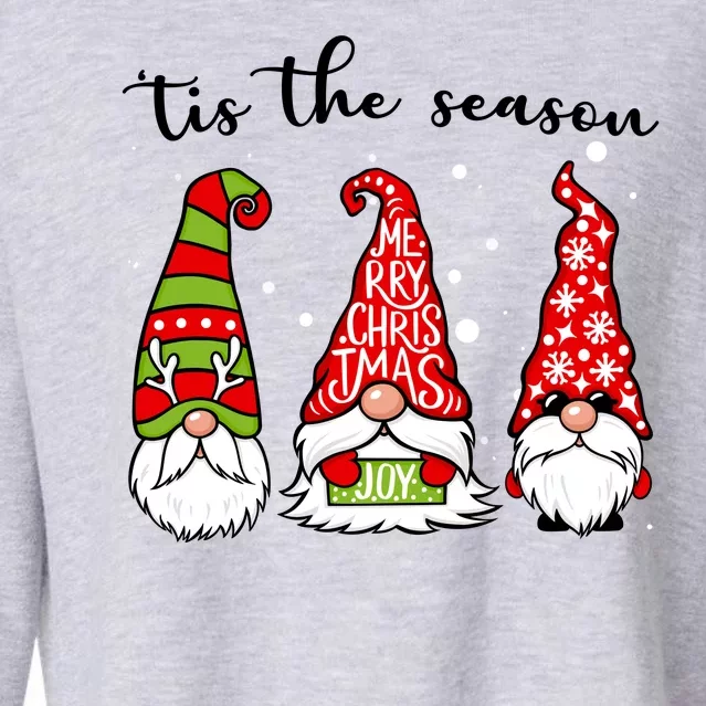 Tis The Season Gnome Christmas Holiday Cropped Pullover Crew