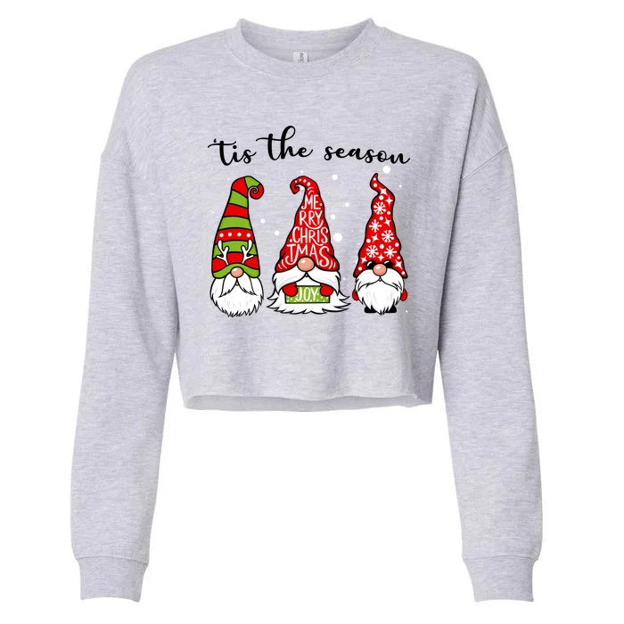 Tis The Season Gnome Christmas Holiday Cropped Pullover Crew