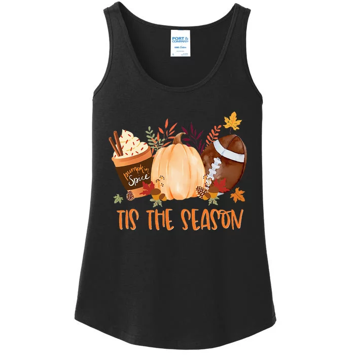 Tis The Season Football Football Fall Thanksgiving Ladies Essential Tank