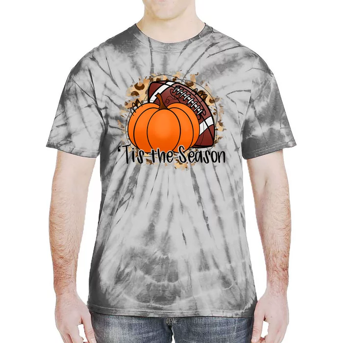 Tis The Season Thanksgiving Football Pumpkin Fall Football Tie-Dye T-Shirt