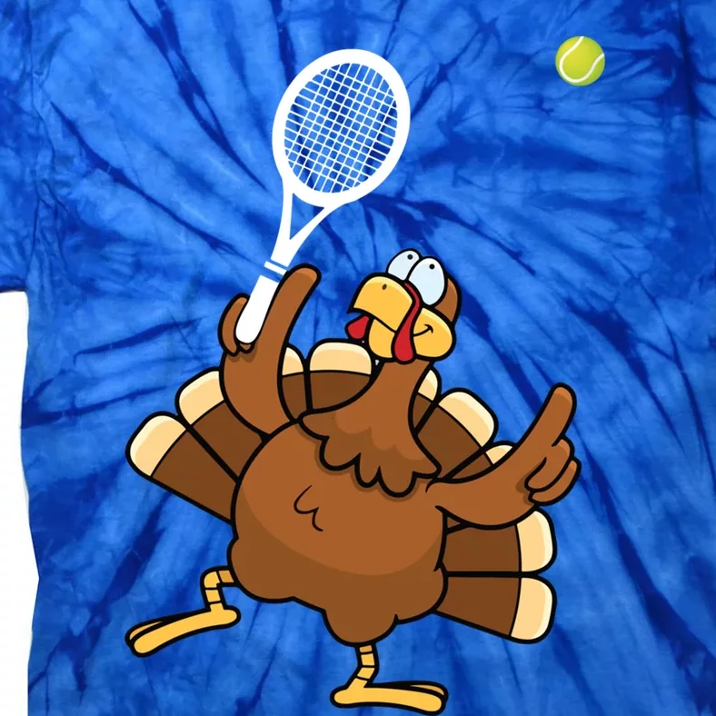 Turkey Tennis Sunset Retro Thanksgiving Sport Gift Tie-Dye T-Shirt