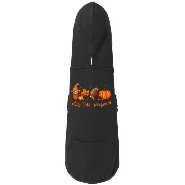 Tis The Season Pumpkin Leaf Latte Fall Thanksgiving Football Doggie 3-End Fleece Hoodie