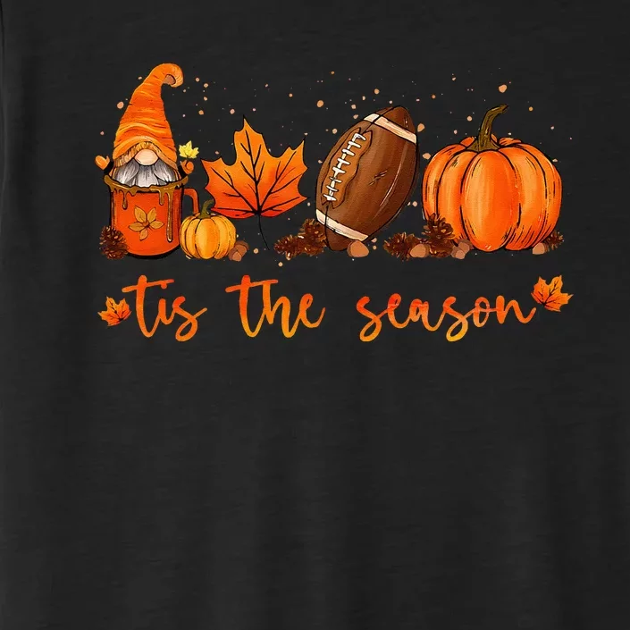 Tis The Season Pumpkin Leaf Latte Fall Thanksgiving Football ChromaSoft Performance T-Shirt